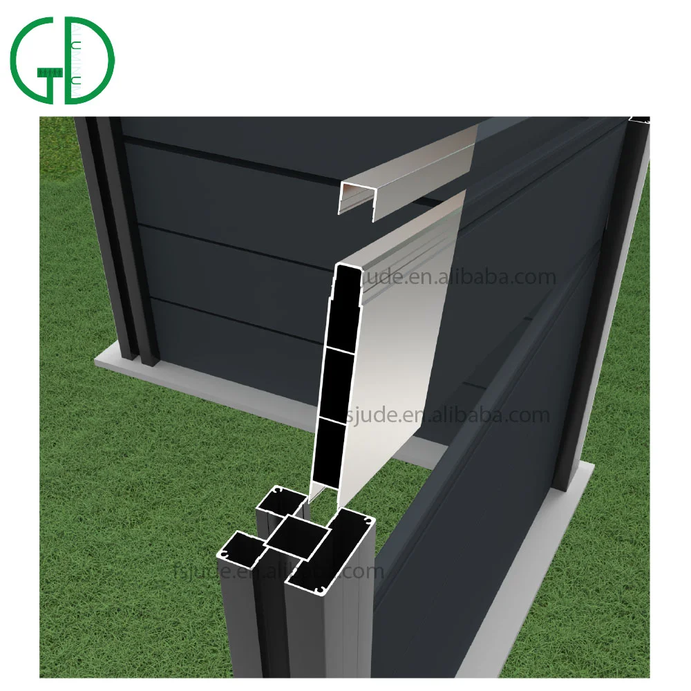 新设计现代装饰花园边框复合木装饰铝栅栏 - 图片 6