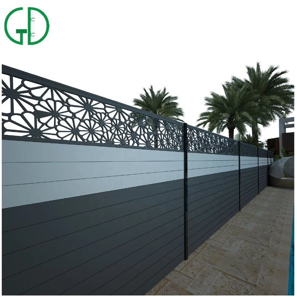 decorative wood grain aluminum panels fence diy garden gates prices material used fencing for sale horizontal wooden slat - Image 3