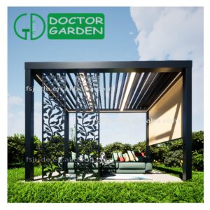 GD pergola with led light customized adjustable waterproof louvered roof motorized pergola aluminium