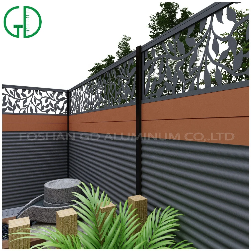 6x6 6x8 8x8 slat fencing 6 8 feet laser cut aluminum recinzioni giardino ferro manufacturer green privacy fence panels - Image 6