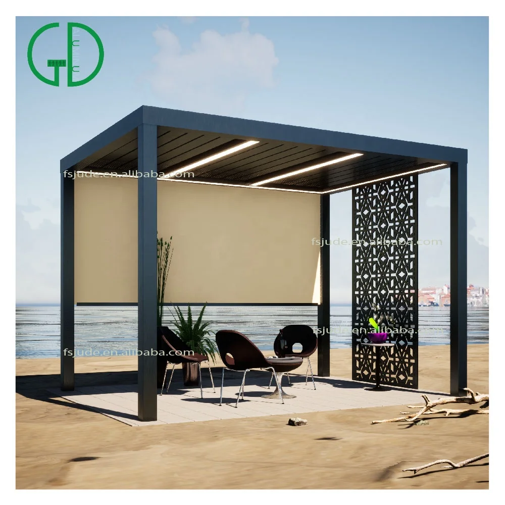 GD pavilion aluminium profile system electric outdoor modern lammela alu bioclimatic 5x3 5x5 3x4 roof automatic arch pergola - Image 3