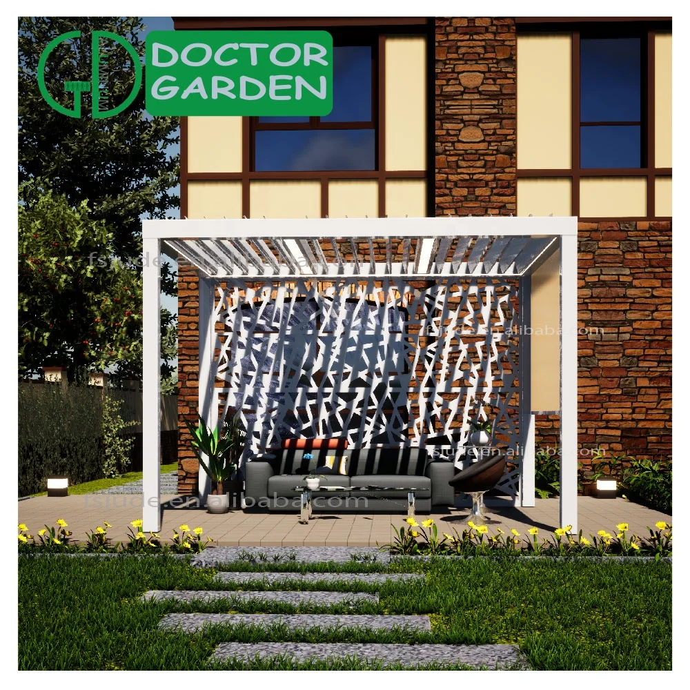 GD pavilion aluminium profile system electric outdoor modern lammela alu bioclimatic 5x3 5x5 3x4 roof automatic arch pergola - Image 5