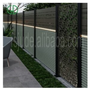 Aluminiumstaket Lowes Modern Slat använde modulär horisontell korrugerad dekorativ aluminiumstaketpaneler utomhus