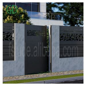 aluminium heining met hek tuin privaatheid horisontale hardeware gaas profiel finale bykomstighede toppers