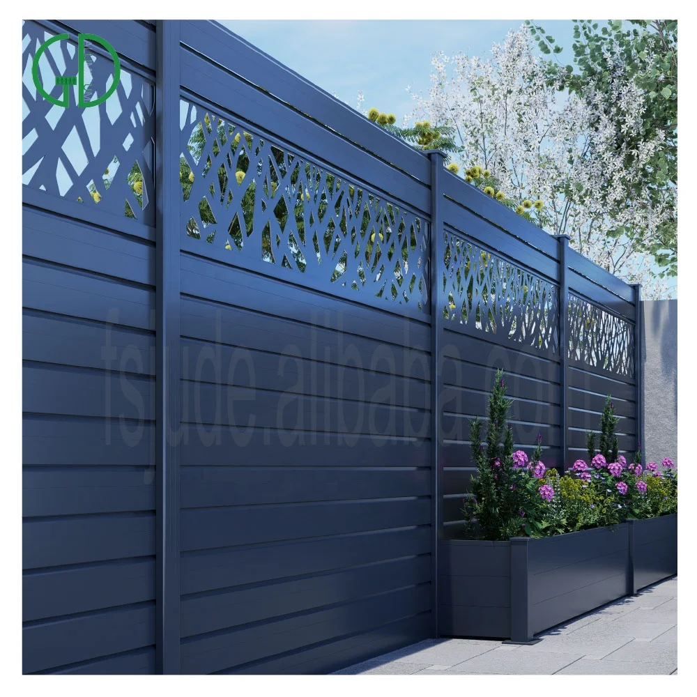 GD Aluminum fence panels laser cut metal black outdoor vertical garden white modern design privacy cloture - Image 2
