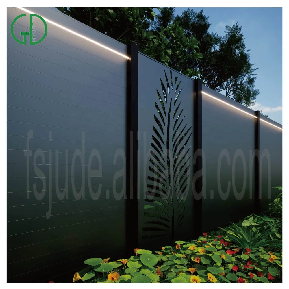 GD Aluminum fence panels laser cut metal black outdoor vertical garden white modern design privacy cloture - Image 6