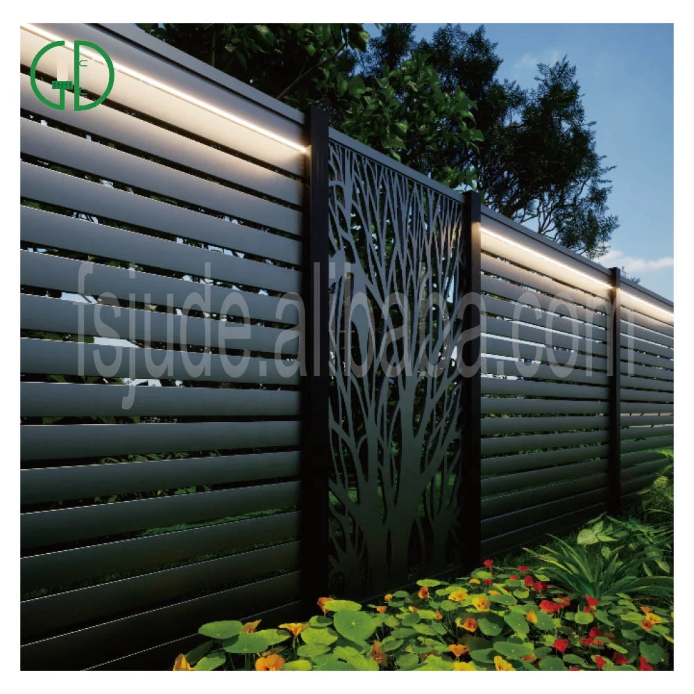 modern exterior aluminum fence lighting and fences zaun garten screen laser cut aluminium fence garden building outdoor - Imagem 3