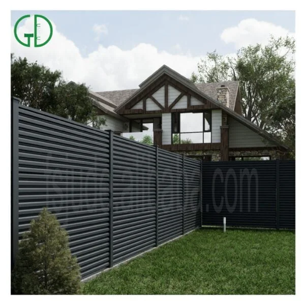Garden de piscina de aluminio negro barrera decorativa de madera de madera moderna litera de literas paneles de cerca - Imagen 3