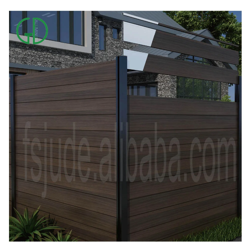 GD clôtures métalliques panneaux de bois décoratifs bricolage clôture en aluminium noir art piquet persienne cheval clôture kit de maison 6 8panneau de jardin en treillis sur rail ft