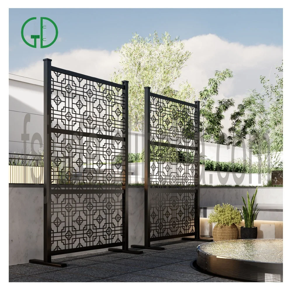 GD aluminium DIY 3 step patio brown black grey aluminum fence privacy screen ideas outdoor planter retractable fence