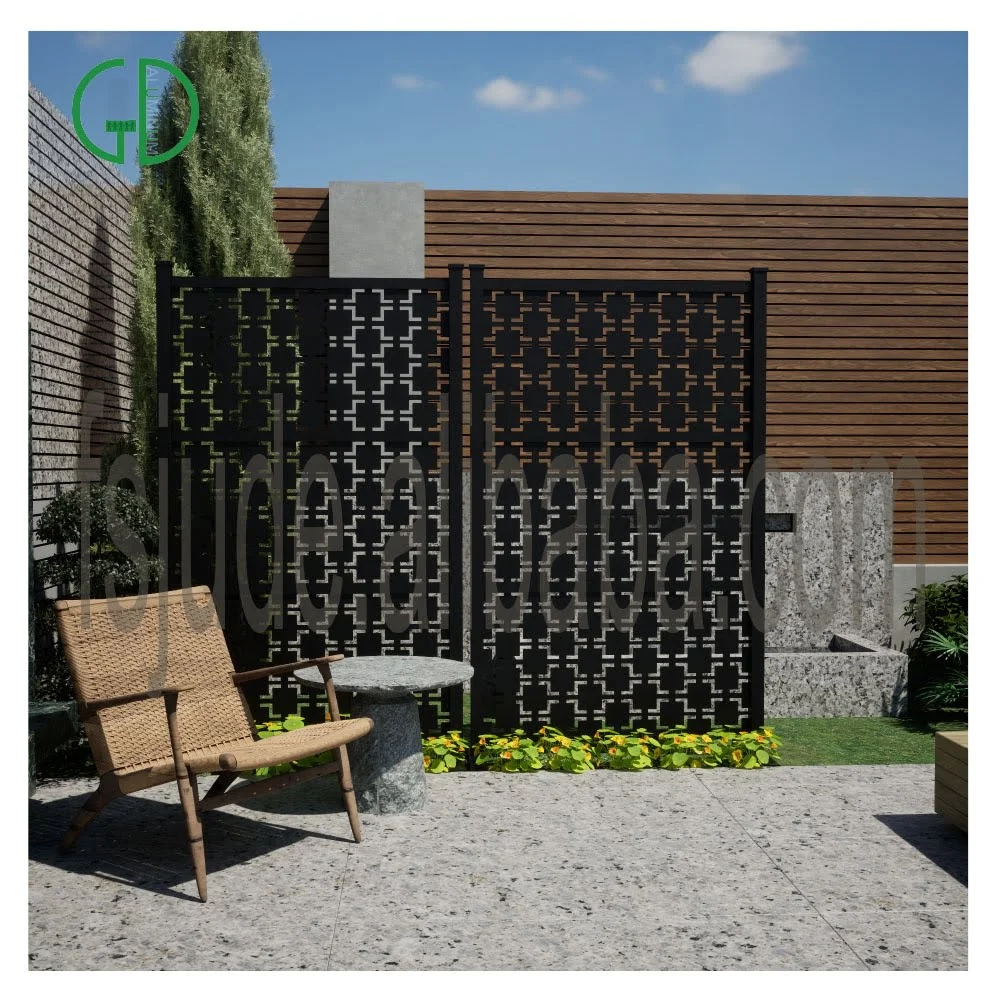 GD aluminium DIY 3 step patio brown black grey aluminum fence privacy screen ideas outdoor planter retractable fence - Imagem 3