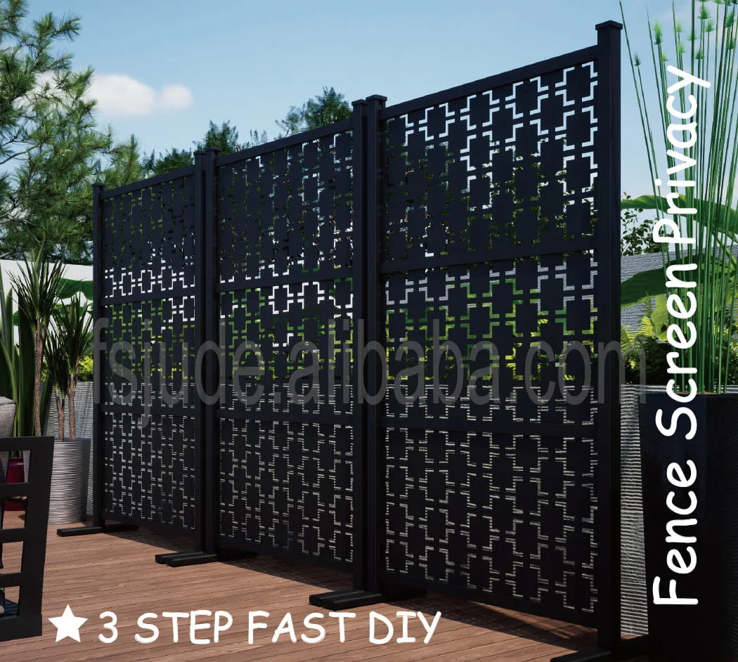GD aluminium DIY 3 step patio brown black grey aluminum fence privacy screen ideas outdoor planter retractable fence - Imagem 6
