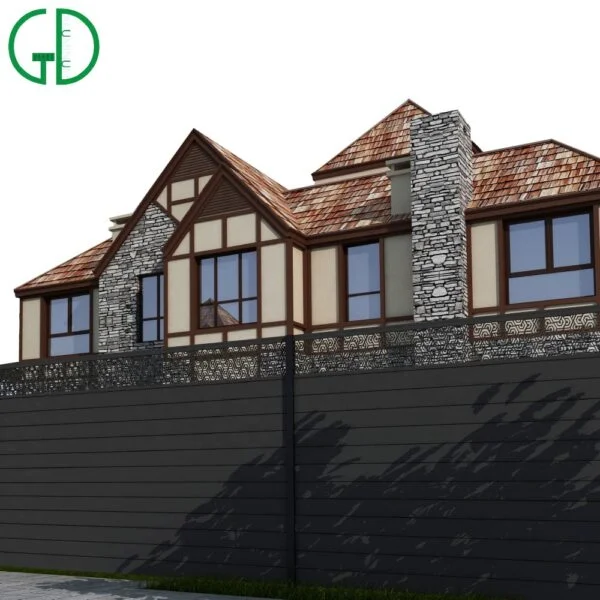 GD wood grain aluminum fence slats with privacy design shade slide in fencing recinzioni in garden - Image 5