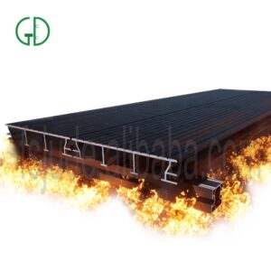 GD non-combustible and fire-rated A2-s1 aluminum decking planks wood grain subframe  modern fireproof balcony design