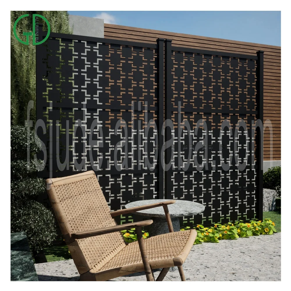 GD 围栏盖水平铝制黑色围栏板激光切割户外金属隐私屏幕 - 图片 2