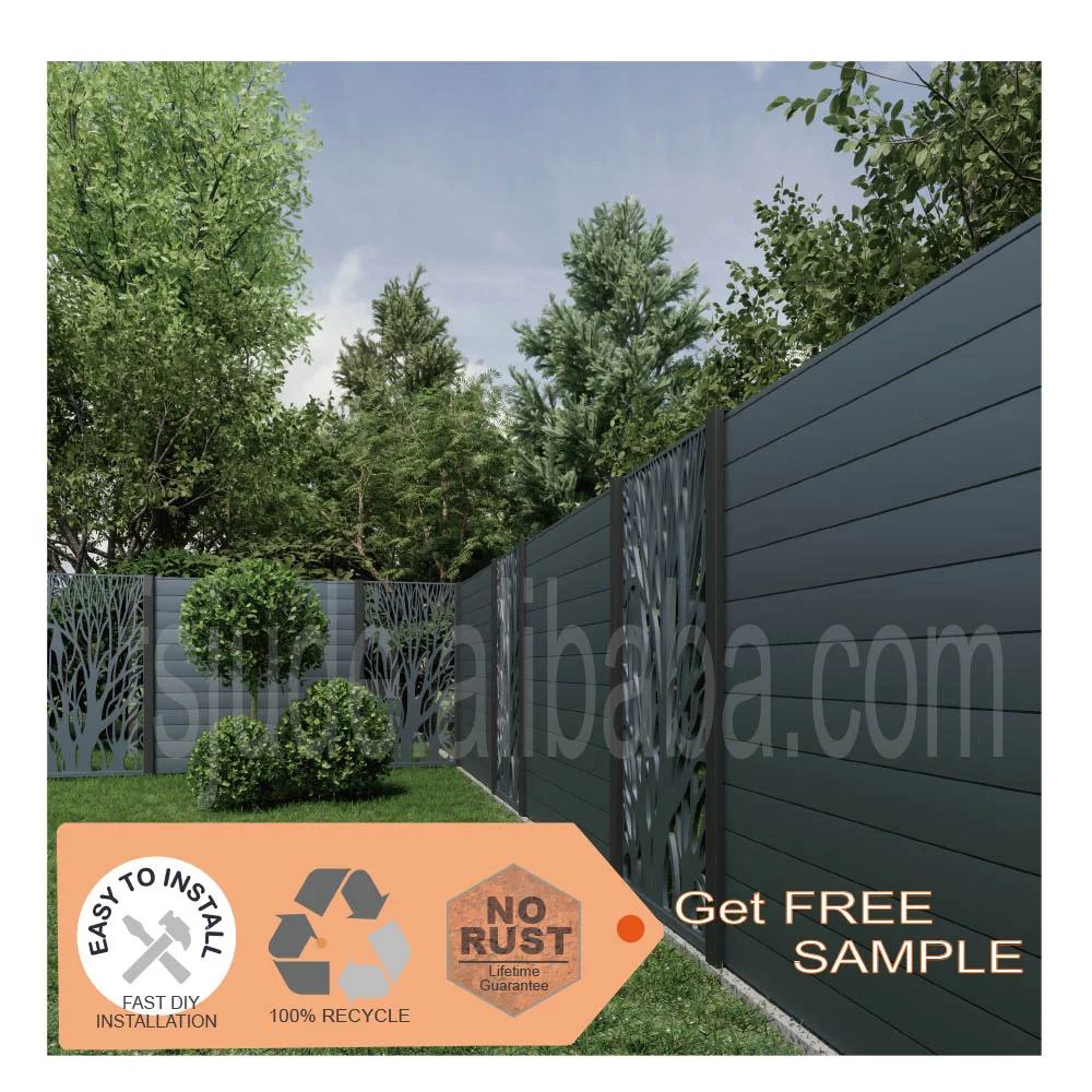 أسوار ألومنيوم GD لتزيين حديقة الفيلا سياج مركب من الألومنيوم مقطوع بالليزر معدني cerca de aluminio - صورة 2