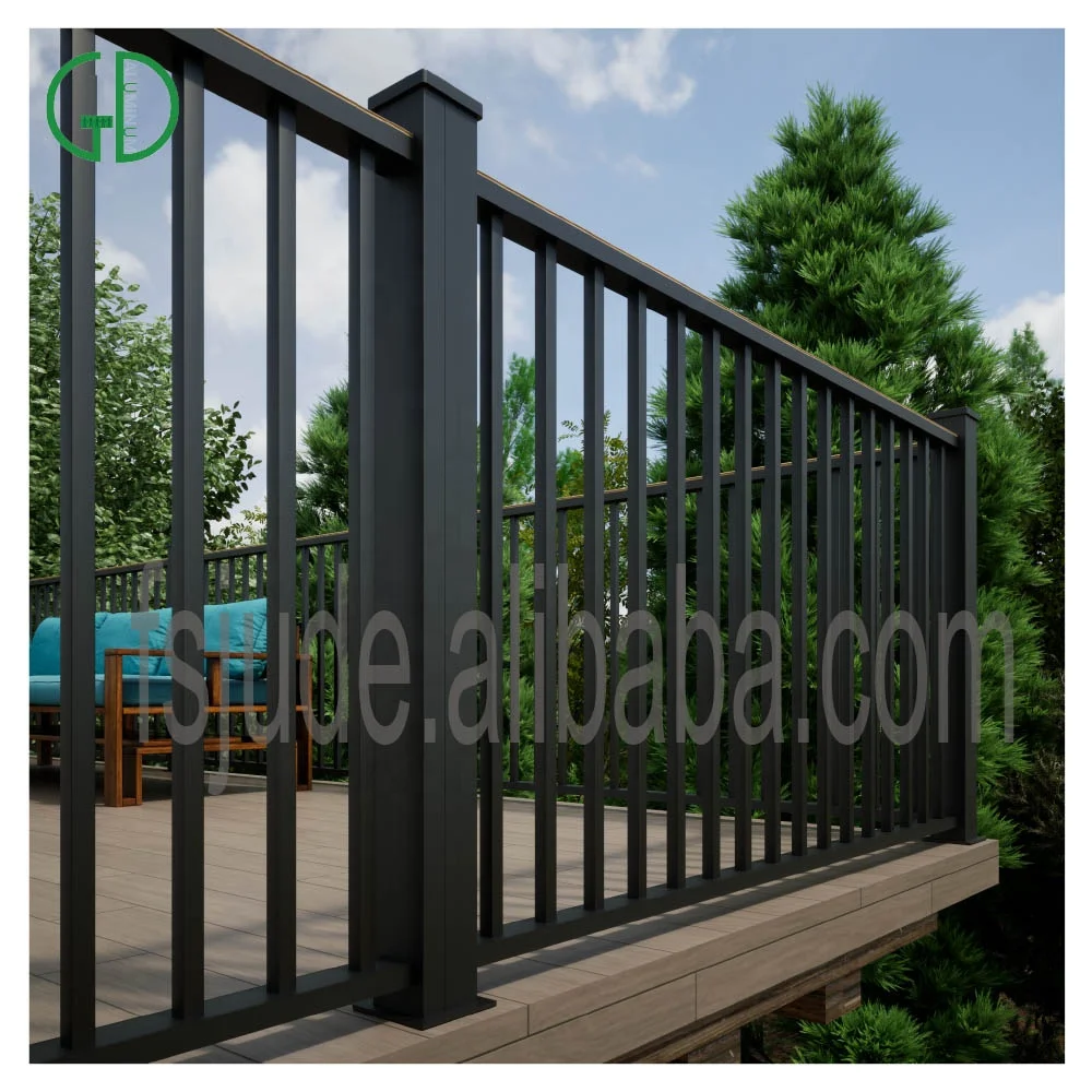 GD aluminum balcony railing for exterior alloy black decorative glass system veranda powder coated turkey aluminum railing price