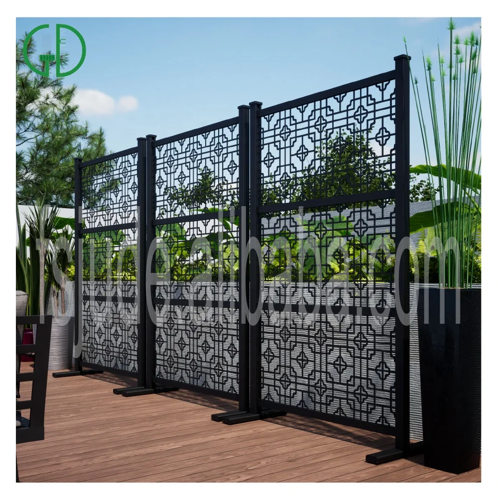 GD laser cut fence screen DIY outdoor privacy screen with stand for patio garden metal fence screen - Image 3