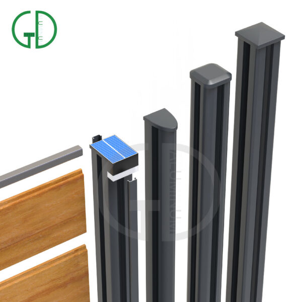 GD aluminiowy post na ogrodzenie z gniazdem slajdów szklane ogrodzenie WPC Aluminium Post